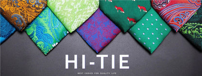 Hi-Tie Blue Business Solid 100% Silk Men's Tie NeckTie 8.5cm Ties for Men Formal Luxury Wedding High Quality Gravata Good Vibrations