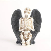 Resin 3D Skeleton Model Skull with Dark Wing Figurine for Halloween Decor Good Vibrations