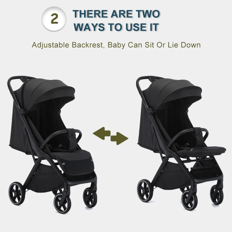 US Warehouse Stock Folding Baby Stroller Portable on Airplane One Click Folding Baby Stroller for Kids Good Vibrations