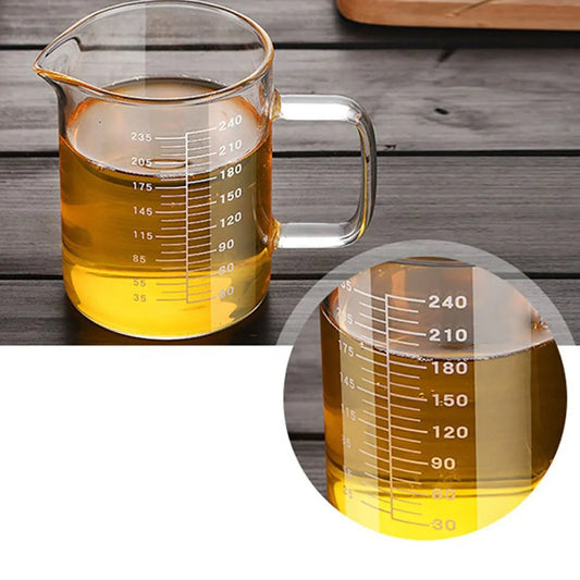 BCnmviku 240ML Measuring Glass Cup Glass Beaker for Kitchen Laboratory Heat Resistant Glass Kitchen Gadgets 2024 Good Vibrations