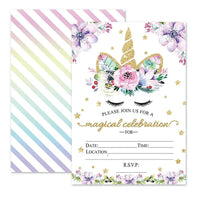 Birthday Party Decoration Invitation Card Magic Unicorn Petal Star Envelope Card Girl Unicorn Theme Party Invitation Good Vibrations