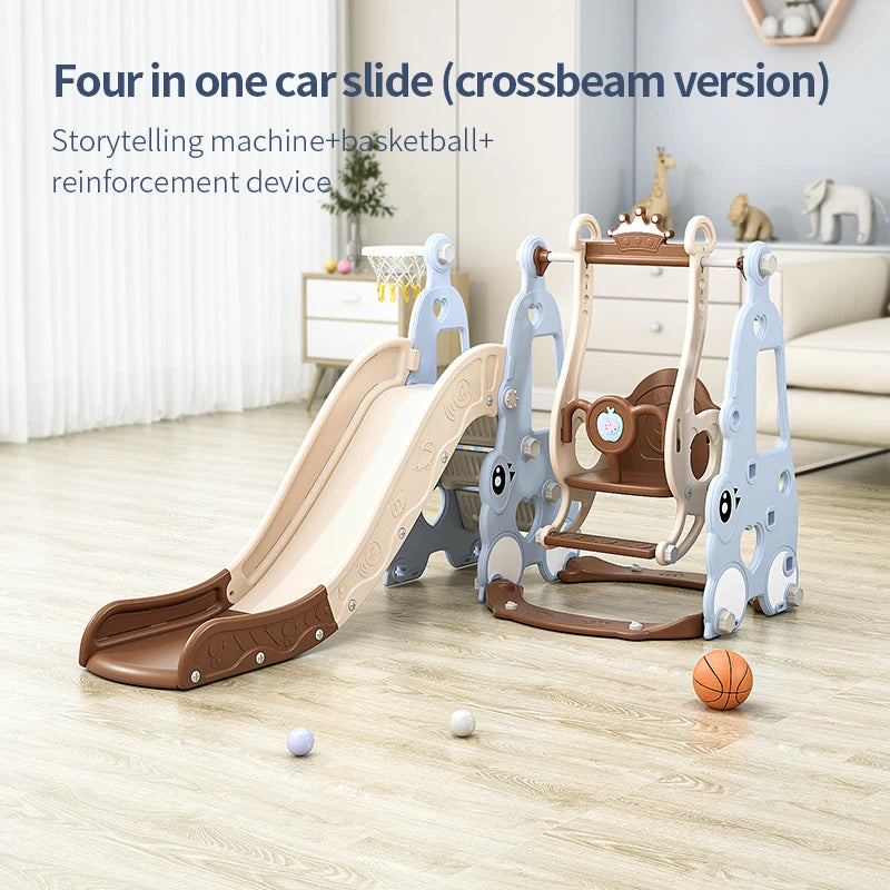 Indoor 6-in-1 Plastic Swing and Slide Set for Kids PE Baby Climbing Equipment Kindergarten Daycare Playhouse Good Vibrations