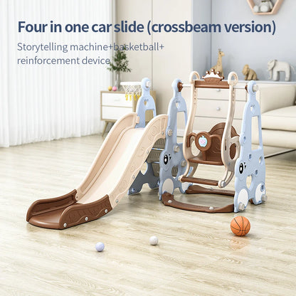 Indoor 6-in-1 Plastic Swing and Slide Set for Kids PE Baby Climbing Equipment Kindergarten Daycare Playhouse Good Vibrations