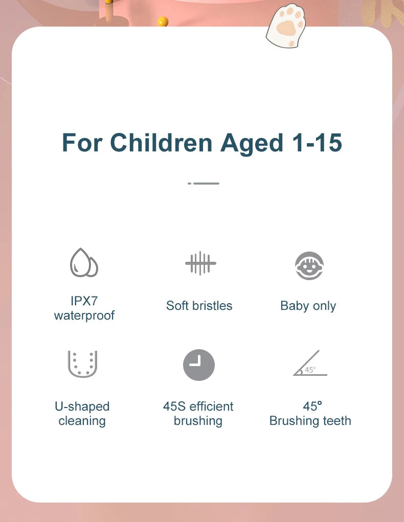 Sonic Electric Toothbrush Kids U-shaped Smart 360 Degrees Ultrasonic Tooth Brush Teeth Whitening For Children IPX7 Waterproof Good Vibrations