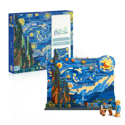 New Arrival Van Gogh's Starry Night 3D Painting Micro Blocks Montessori Toy Kids Artwork Frame for Home Decor Good Vibrations