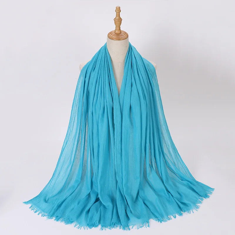 High Quality Viscose Cotton Hijab Shawls Plain Tassels Polyester Veils for Hijab Ladies Good Vibrations