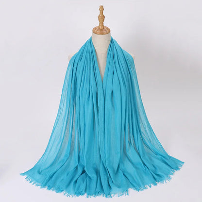 High Quality Viscose Cotton Hijab Shawls Plain Tassels Polyester Veils for Hijab Ladies Good Vibrations