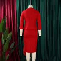 D559 Trendy Spring Dresses Women Casual Elegant Lace Patchwork Three Quarter Sleeve O-Neck Office Lady Dress African Dress Good Vibrations