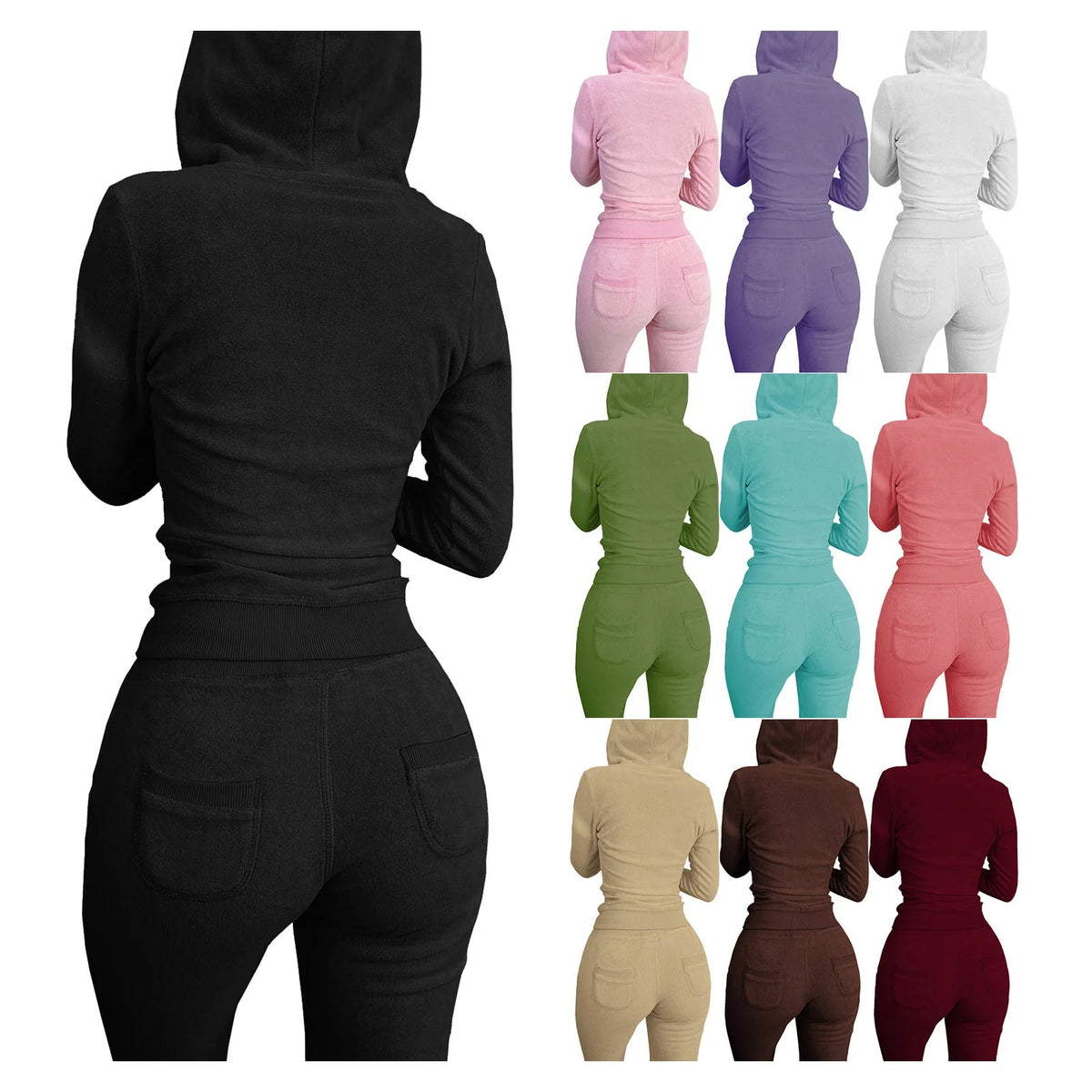 Custom High Waisted Tracksuit Casual Solid 3pc Women Set Jogger Skiny Long Sleeve 3 Piece Suit Fall Clothing for Women Ladies Good Vibrations