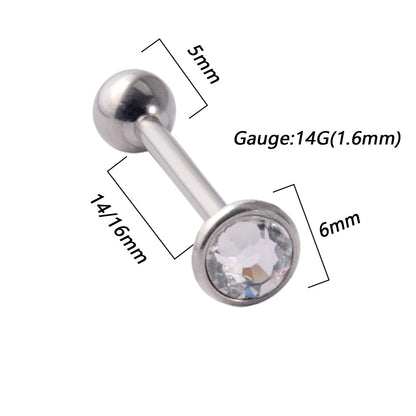 1PC Anti-Allergy Surgical Steel Tongue Rings Women Flat Zircon Piercing Tongue Barbells Piercing Body Jewelry 14g Good Vibrations