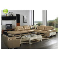 Luxury Big Size Black Real Comfortable Leather Seven Seater Full L Shape Sofa Good Vibrations