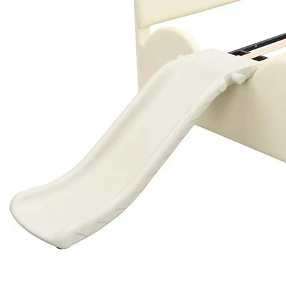 Modern Full-Size Upholstered Platform Bed Set with Piglet Shape Headboard and Bunk Bed Slide Beige for Children's Bedroom Good Vibrations