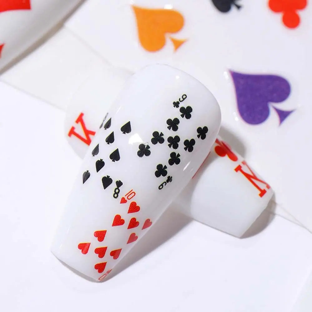 Waterproof Adhesive Decals Interesting Manicure Poker Nail Art Sticker Playing Cards Design DIY Nail Decoration Good Vibrations