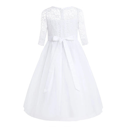 Elegant Floral Lace Flower Girl Dresses Kids Princess Wedding Dress Pageant Birthday Evening Party Dress Girls Formal Clothes Good Vibrations