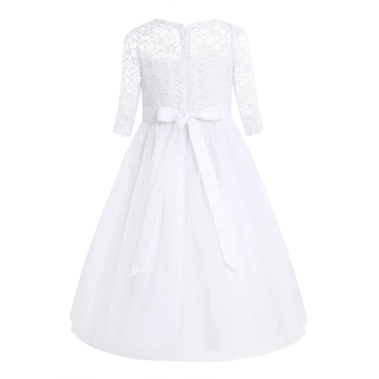 Elegant Floral Lace Flower Girl Dresses Kids Princess Wedding Dress Pageant Birthday Evening Party Dress Girls Formal Clothes Good Vibrations