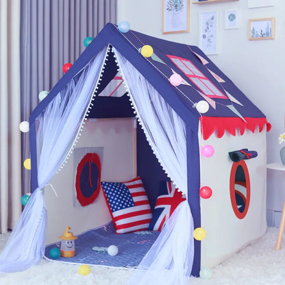 Children's Indoor Play Toys Teepee Luxury Princess Castle Playhouse Bed Wooden House Shaped Tent for Kid Good Vibrations