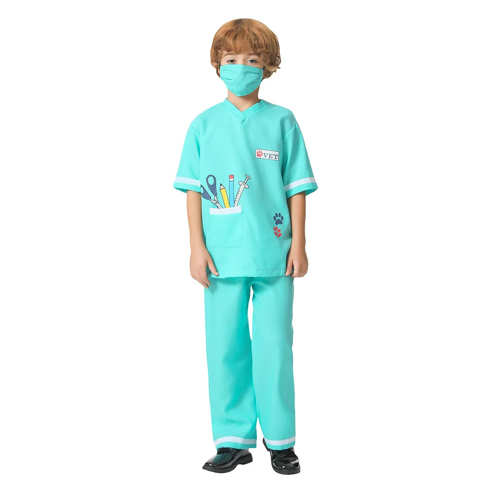 Kids Costumes Career Day Halloween Costumes Veterinarian Doctor Uniform Good Vibrations