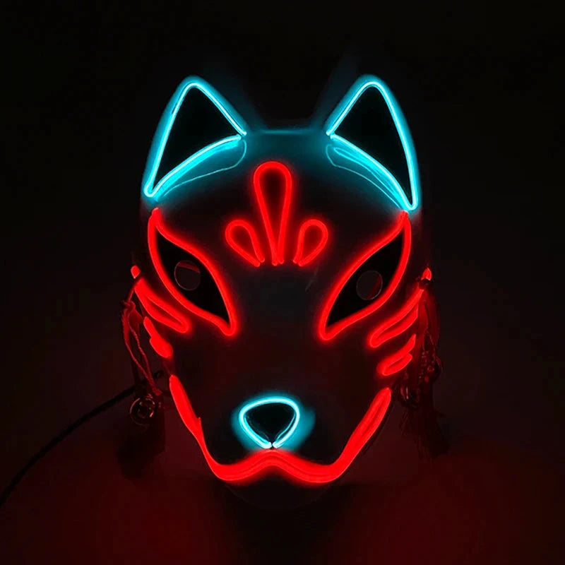 Halloween Carnival Party Costume Decoration Luminous LED Mask Halloween Mask LED Maske Light Up Party Masks for Glow Party Good Vibrations