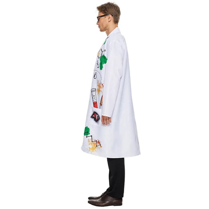 Family Halloween Costume Mad Scientist Costume With Wig White Unisex Lab Uniform Carnival Party Purim Stage Performance Props Good Vibrations