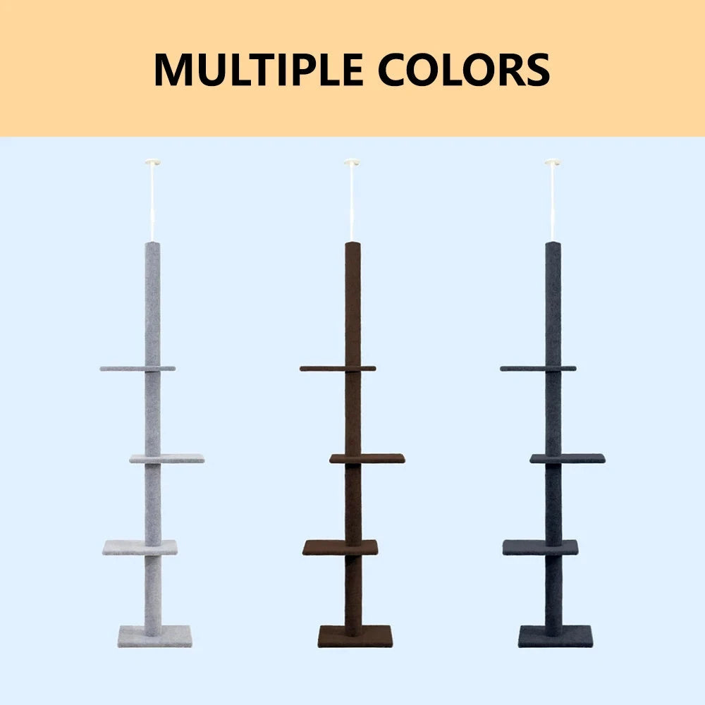 Dark Brown Tall Cat Tree Tower Handmade Classic Indoor Carpet Cat Bed with Wool and Sisal Scratching Post Pole for Kittens Good Vibrations