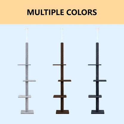 Dark Brown Tall Cat Tree Tower Handmade Classic Indoor Carpet Cat Bed with Wool and Sisal Scratching Post Pole for Kittens Good Vibrations