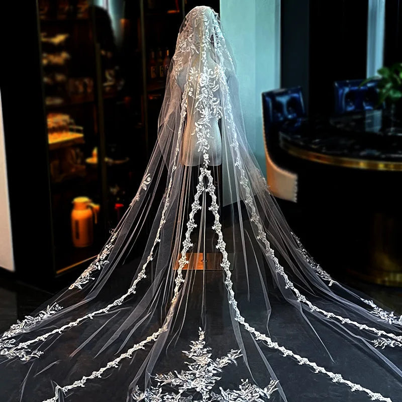 S7692F   Hot -selling Bride Is Married to Super Fairy Long Tail  Advanced Face Long Bridal Veils Elegant Good Vibrations