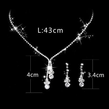 Fashion Crystal Bride Jewelry Set Rhinestone Silver-plated Wedding Dress Banquet Necklace Earring Set Ladies Gift Good Vibrations Adult Super Store