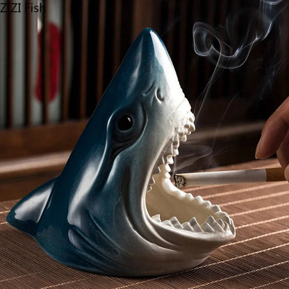 European Creative Shark Storage Ashtray Crafts Living Room Entrance Office Decoration Accessories Car Ashtray Gift for Boyfriend Good Vibrations Adult Super Store