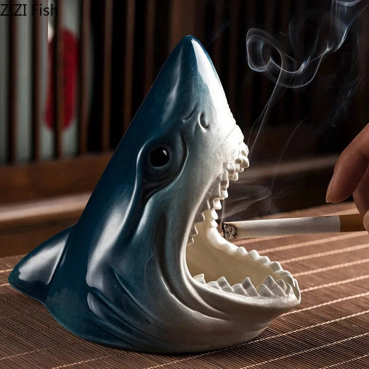 European Creative Shark Storage Ashtray Crafts Living Room Entrance Office Decoration Accessories Car Ashtray Gift for Boyfriend Good Vibrations Adult Super Store