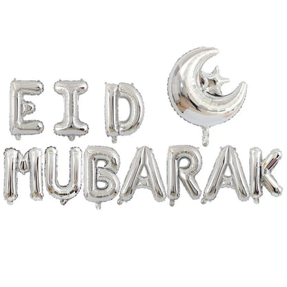 Eid Mubarak Balloons 2024 Ramadan Decorations for Home Moon Star Foil Balloon Muslim Aid Moubarak Kareem Festival Party Supplies Good Vibrations