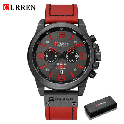 CURREN Mens Watches Top Luxury Brand Waterproof Sport Wrist Watch Chronograph Quartz Military Genuine Leather Relogio Masculino Good Vibrations