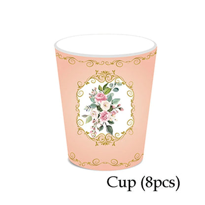 Hawaiian Pink Party Decoration Disposable Tableware Flower Summer Plate Paper Cup Napkin Birthday Decor Wedding Party Supplies Good Vibrations