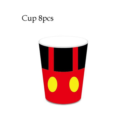 Mickey Mouse Theme Disposable Tableware Cups Plate Baby Children Birthday Party Supplies Boy Family Good Friend Party Decoration Good Vibrations