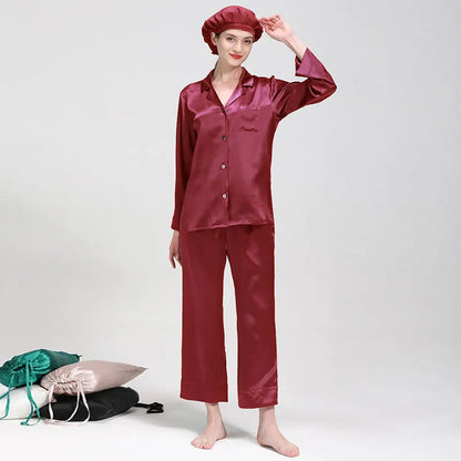 Wholesale 22 Momme Women's Long Sleeve 2 Piece Sets Silk Pajamas Mulberry Silk Pajamas for Women Set Good Vibrations