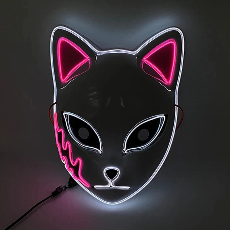 Halloween Carnival Party Costume Decoration Luminous LED Mask Halloween Mask LED Maske Light Up Party Masks for Glow Party Good Vibrations