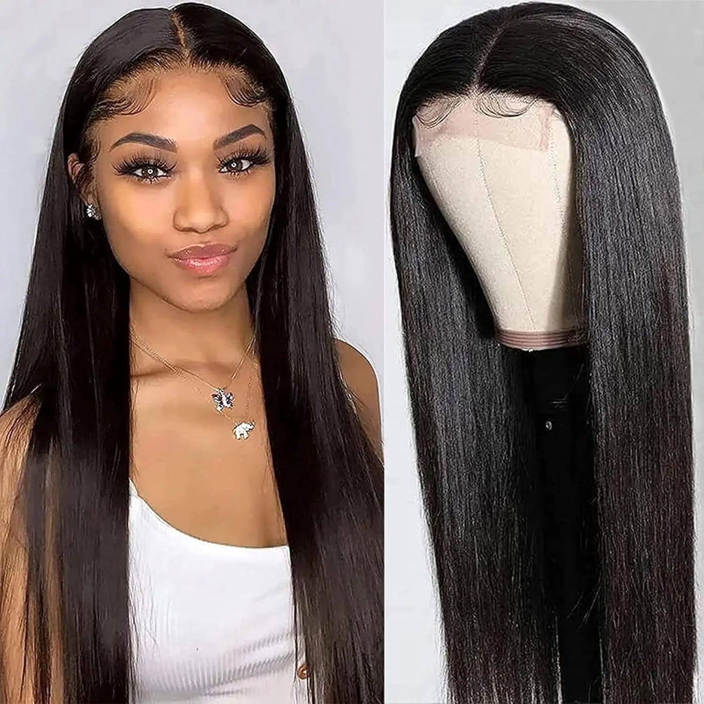 Raw Vietnamese Straight Human Hair Wigs 100% Virgin Hair Bleached Knots 4x4 Lace Closure Wigs for Women 250% Density Melt Skin Good Vibrations