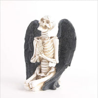 Resin 3D Skeleton Model Skull with Dark Wing Figurine for Halloween Decor Good Vibrations