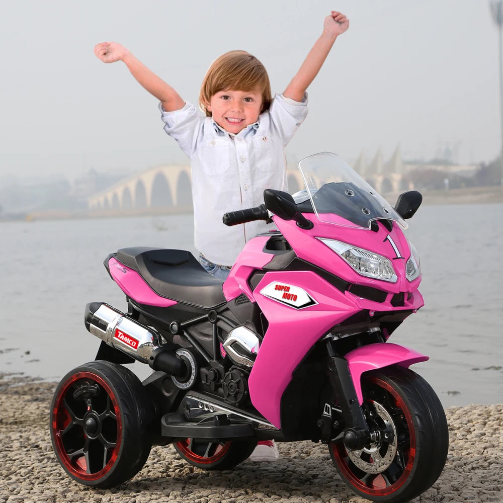 12V Kids Electric Scooter Girls Scooter Children Battery Motor Rechargeable 3 Wheels Electric Motorcycle with Light Wheels Good Vibrations