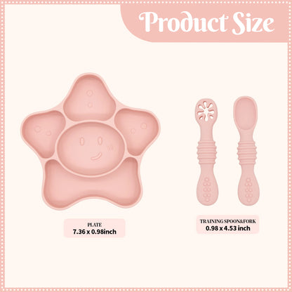 Baby Meal Plate, Baby Suction Cup Silicone Bowl, Children's Complementary Food Plate, Baby Meal Plate, Grid Plate Good Vibrations