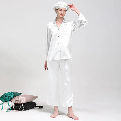 Wholesale 22 Momme Women's Long Sleeve 2 Piece Sets Silk Pajamas Mulberry Silk Pajamas for Women Set Good Vibrations