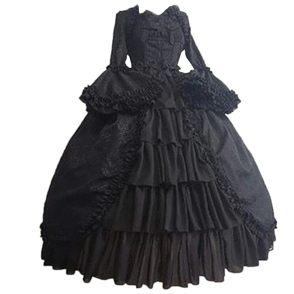Medieval Dresses Gothiced Court Dress Royal Lady Ball Lolita Dress Square Neck Tight Waist Bowknot Women Dress Vestido Ropa Good Vibrations