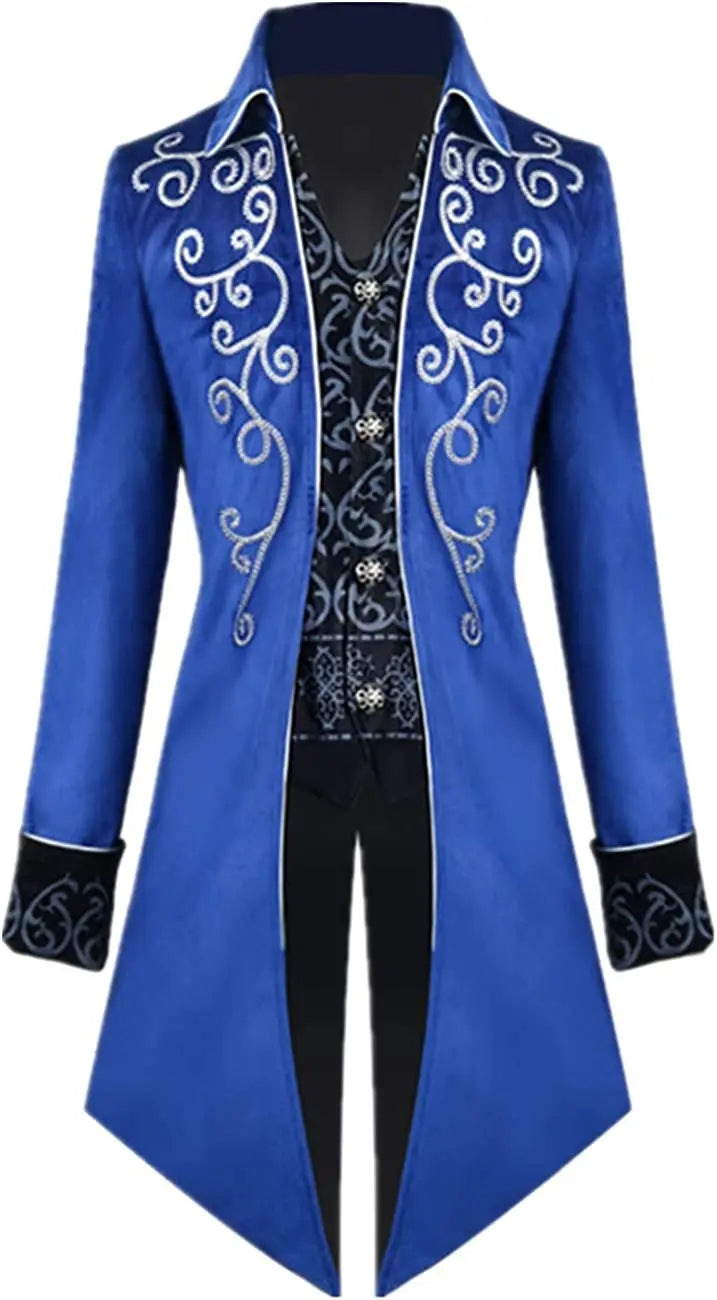 Medieval Men's Steampunk Vintage Tailcoat Jacket Gothic Victorian Frock Coat Uniform Halloween Costume Good Vibrations