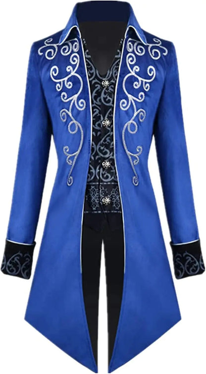 Medieval Men's Steampunk Vintage Tailcoat Jacket Gothic Victorian Frock Coat Uniform Halloween Costume Good Vibrations