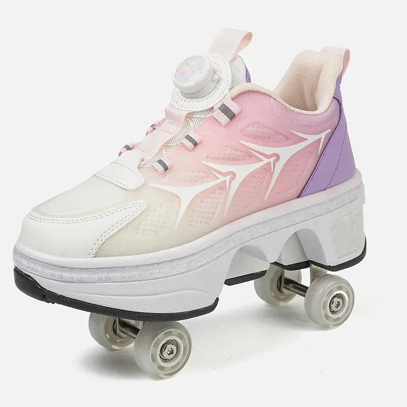 Factory New Kick Roller Shoes Cool Style Skate Shoe Kick Out with 4wheels Children Sliding Young Adjustable Roller shoes Sneakers Good Vibrations