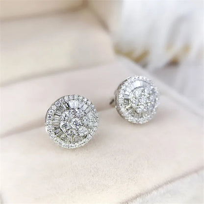 Charm 14K Gold Lab Diamond Stud Earring Real 925 sterling silver Jewelry Engagement Wedding Earrings for Women Bridal Party Gift Good Vibrations