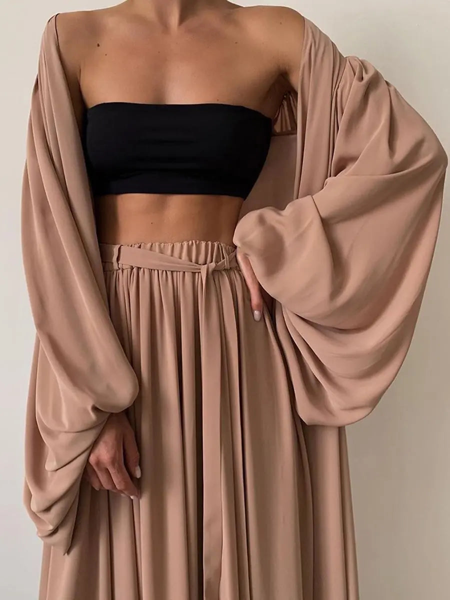 Lazy Style Women Set Solid Shirt Wipe Chest Wide Leg Pants Elegant Women Pants Set Woman Clothes Outfits Good Vibrations