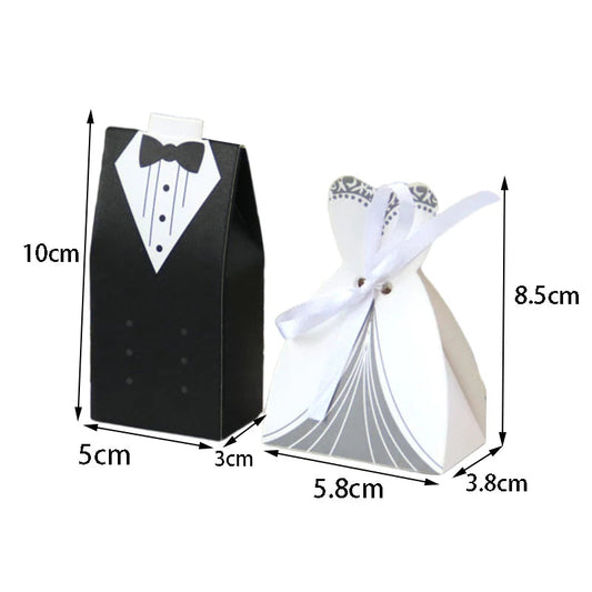 20/30pcs Bride And Groom Candy Box Wedding Favor And Gifts Box Sweet Bags With Ribbon Wedding Decoration Souvenirs Party Decor Good Vibrations