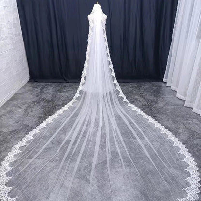 LUOXIN Hot Sell Latest Long Tulle Wedding Bridal Veil Lace Wedding Veil Good Vibrations