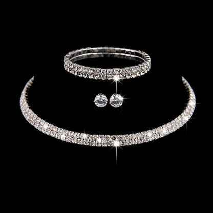 Fashion Crystal Bride Jewelry Set Rhinestone Silver-plated Wedding Dress Banquet Necklace Earring Set Ladies Gift Good Vibrations Adult Super Store