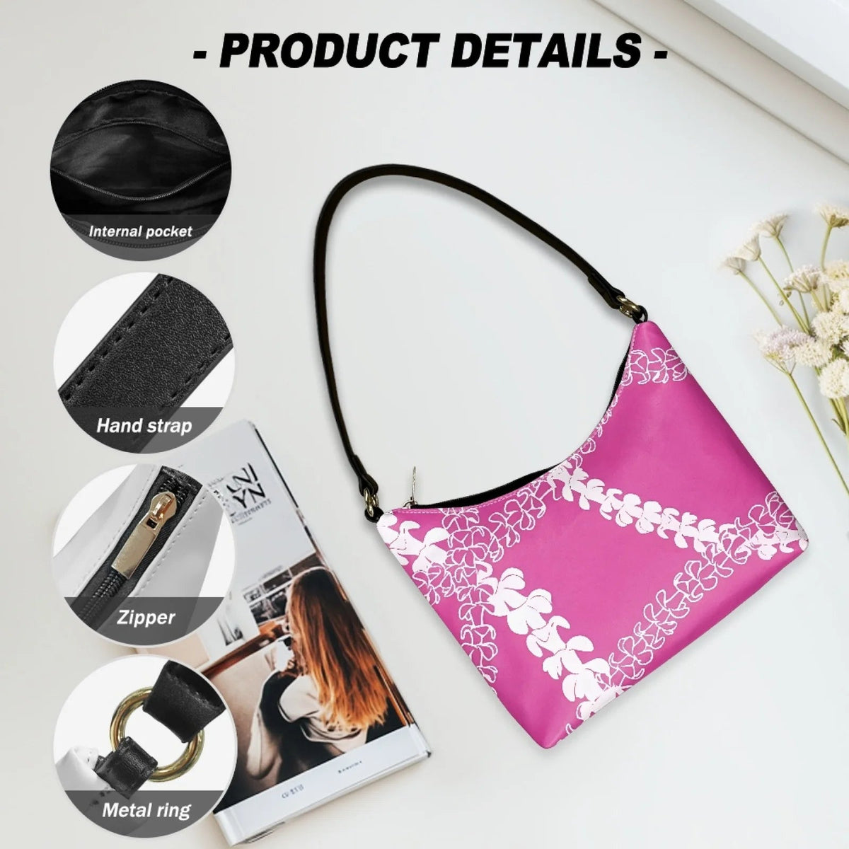 Wholesale High Quality Luxury Exquisite PU Women's Casual Shoulder Bag Custom Printed Underarm Bag Fashionable Lady Dropshipping Good Vibrations